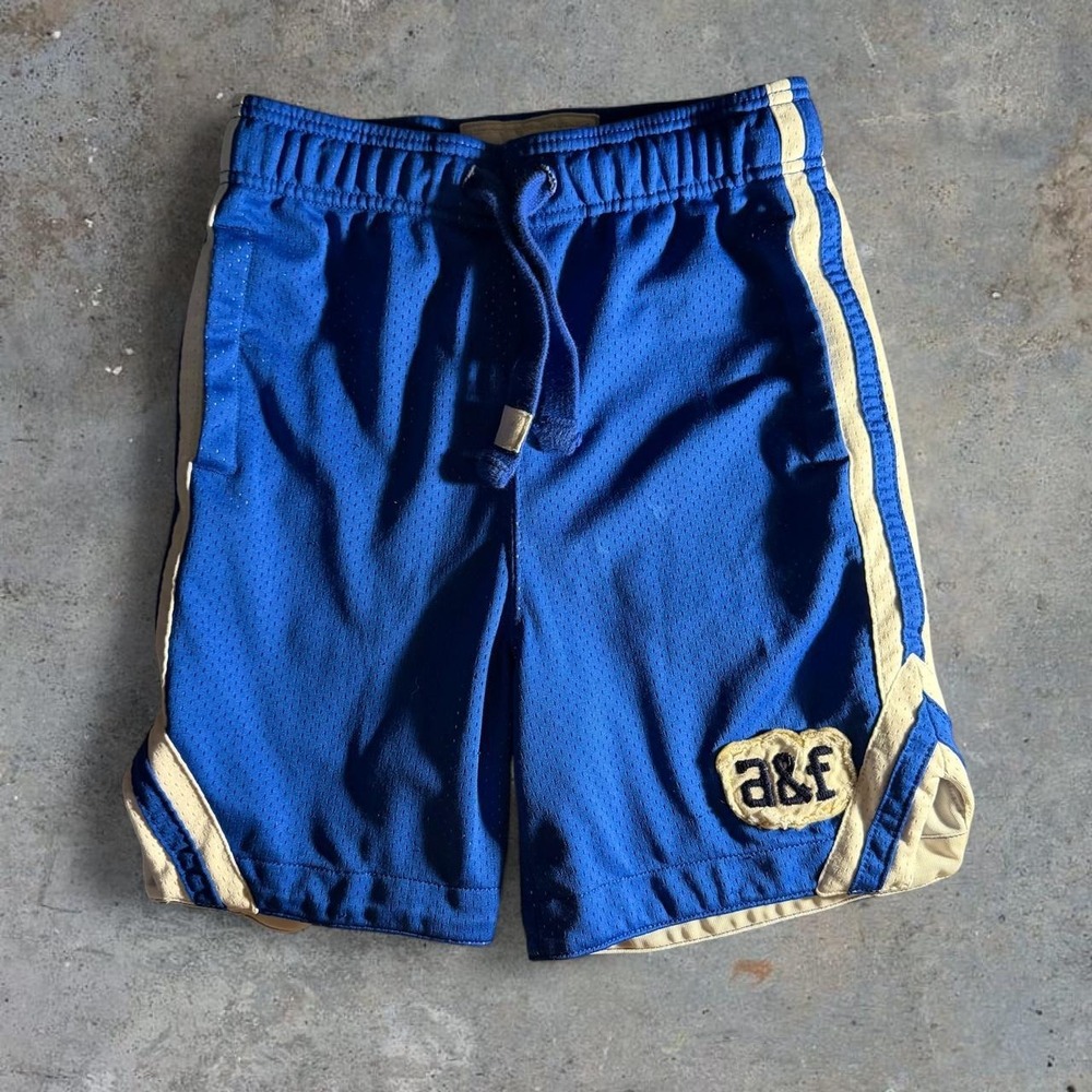 Abercrombie & Fitch blue kids shorts with white side stripes and white size S